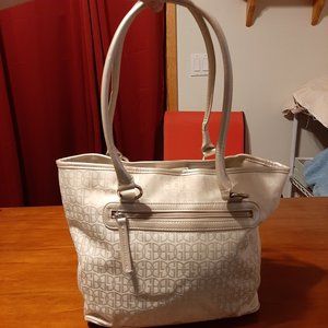 Gianni Bernini Jacquard Cream Colored Handbag